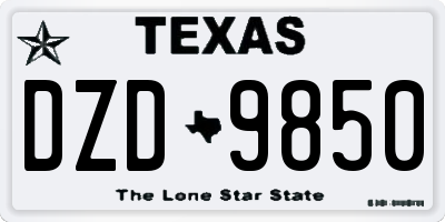 TX license plate DZD9850