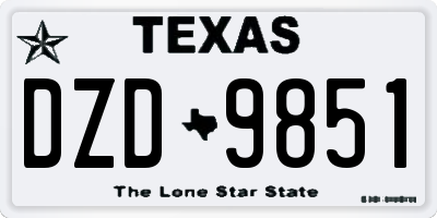 TX license plate DZD9851