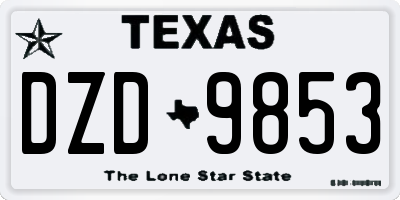 TX license plate DZD9853