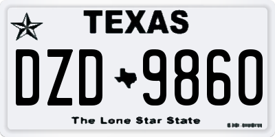 TX license plate DZD9860