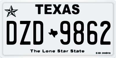 TX license plate DZD9862