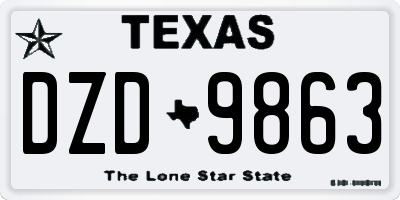 TX license plate DZD9863