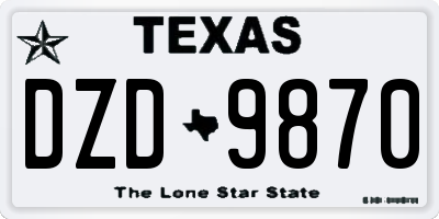 TX license plate DZD9870