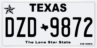 TX license plate DZD9872