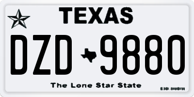 TX license plate DZD9880