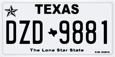 TX license plate DZD9881
