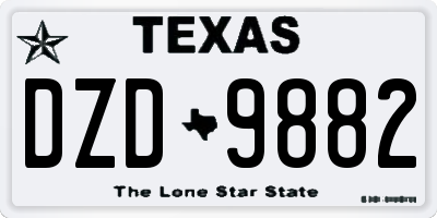 TX license plate DZD9882