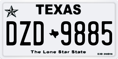 TX license plate DZD9885