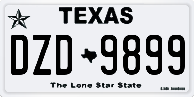 TX license plate DZD9899