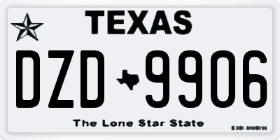 TX license plate DZD9906