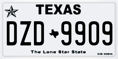 TX license plate DZD9909