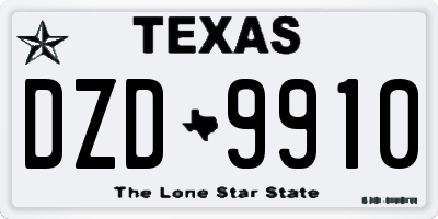 TX license plate DZD9910