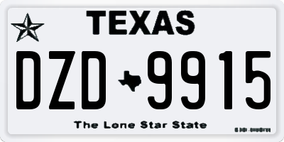 TX license plate DZD9915