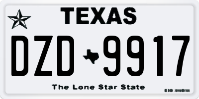 TX license plate DZD9917