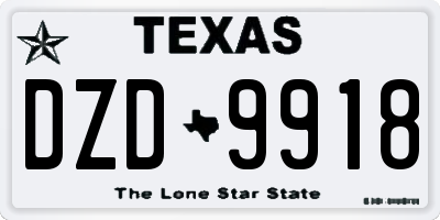 TX license plate DZD9918