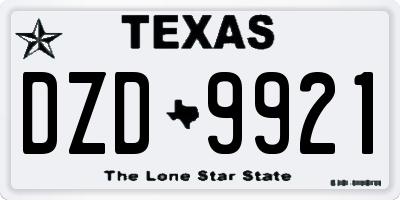 TX license plate DZD9921