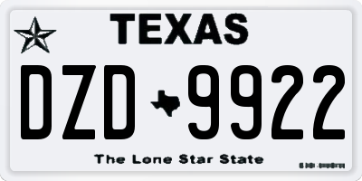 TX license plate DZD9922