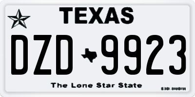 TX license plate DZD9923