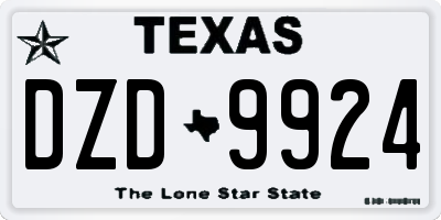 TX license plate DZD9924
