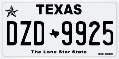 TX license plate DZD9925