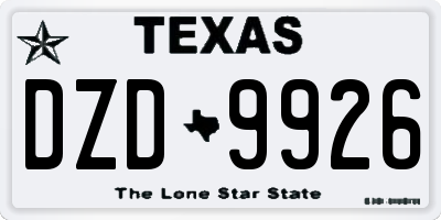 TX license plate DZD9926