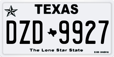 TX license plate DZD9927