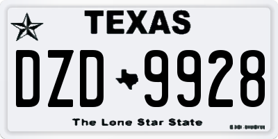 TX license plate DZD9928