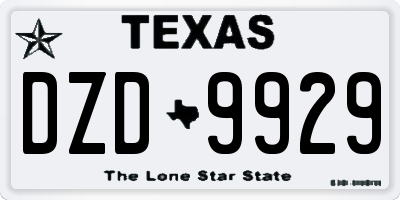 TX license plate DZD9929