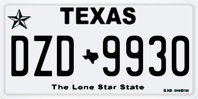TX license plate DZD9930