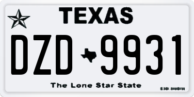 TX license plate DZD9931