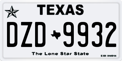 TX license plate DZD9932