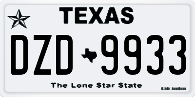 TX license plate DZD9933
