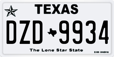 TX license plate DZD9934