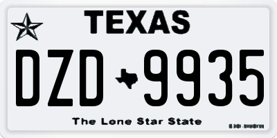TX license plate DZD9935