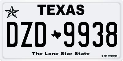 TX license plate DZD9938