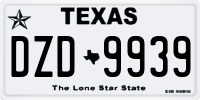 TX license plate DZD9939