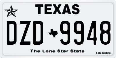 TX license plate DZD9948