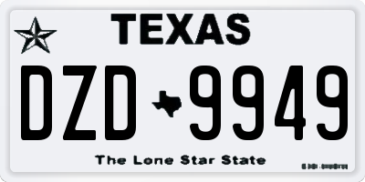 TX license plate DZD9949