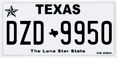 TX license plate DZD9950