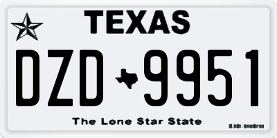 TX license plate DZD9951