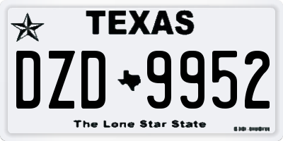 TX license plate DZD9952