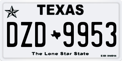 TX license plate DZD9953