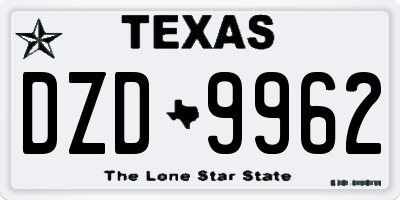 TX license plate DZD9962