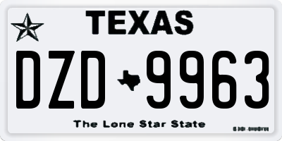 TX license plate DZD9963
