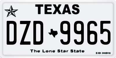 TX license plate DZD9965