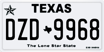 TX license plate DZD9968