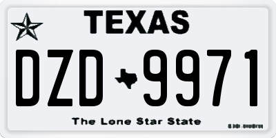 TX license plate DZD9971