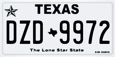 TX license plate DZD9972