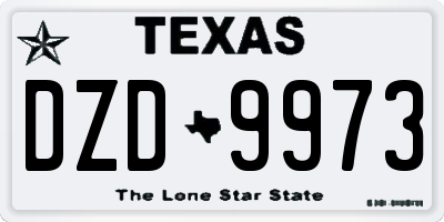 TX license plate DZD9973