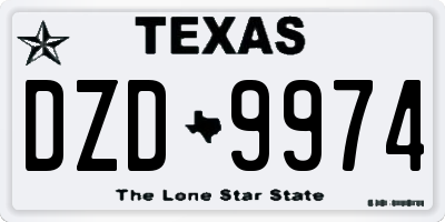 TX license plate DZD9974
